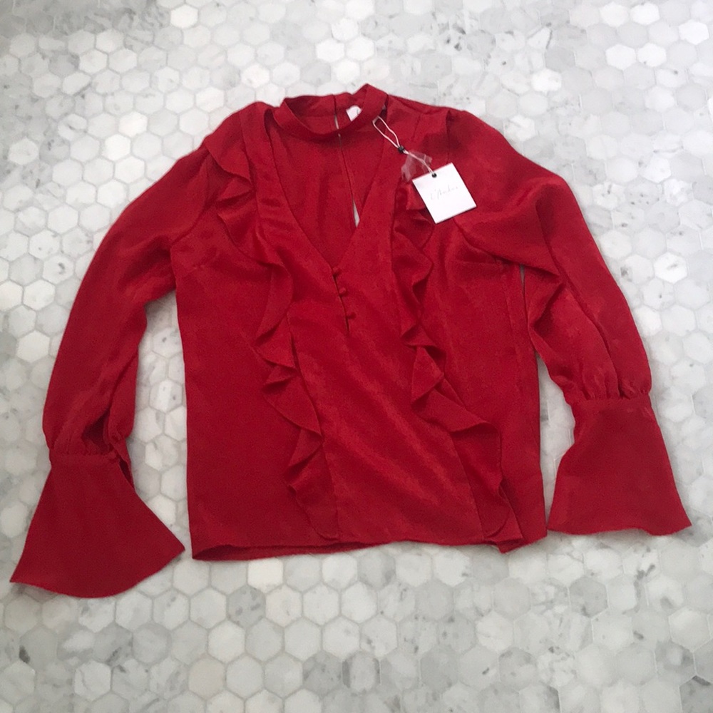 Never been worn red silk blouse